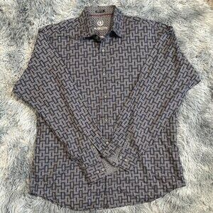 Bugatchi Black and Gray Casual Button Down Shirt